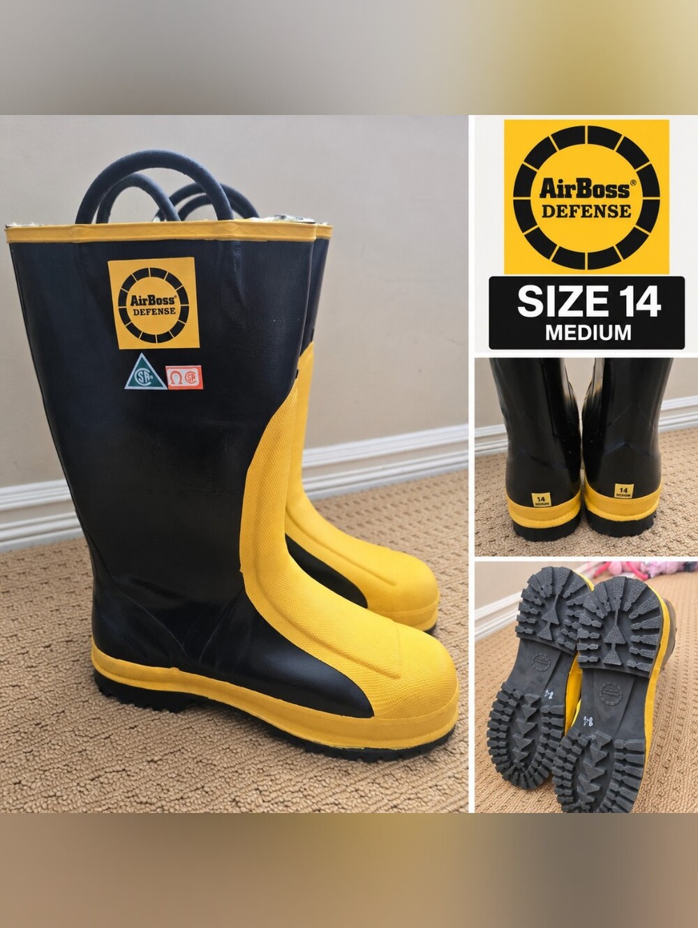 New AirBoss Defense Firefighter Structural Fire Boots NFPA 1971 Size 14 M